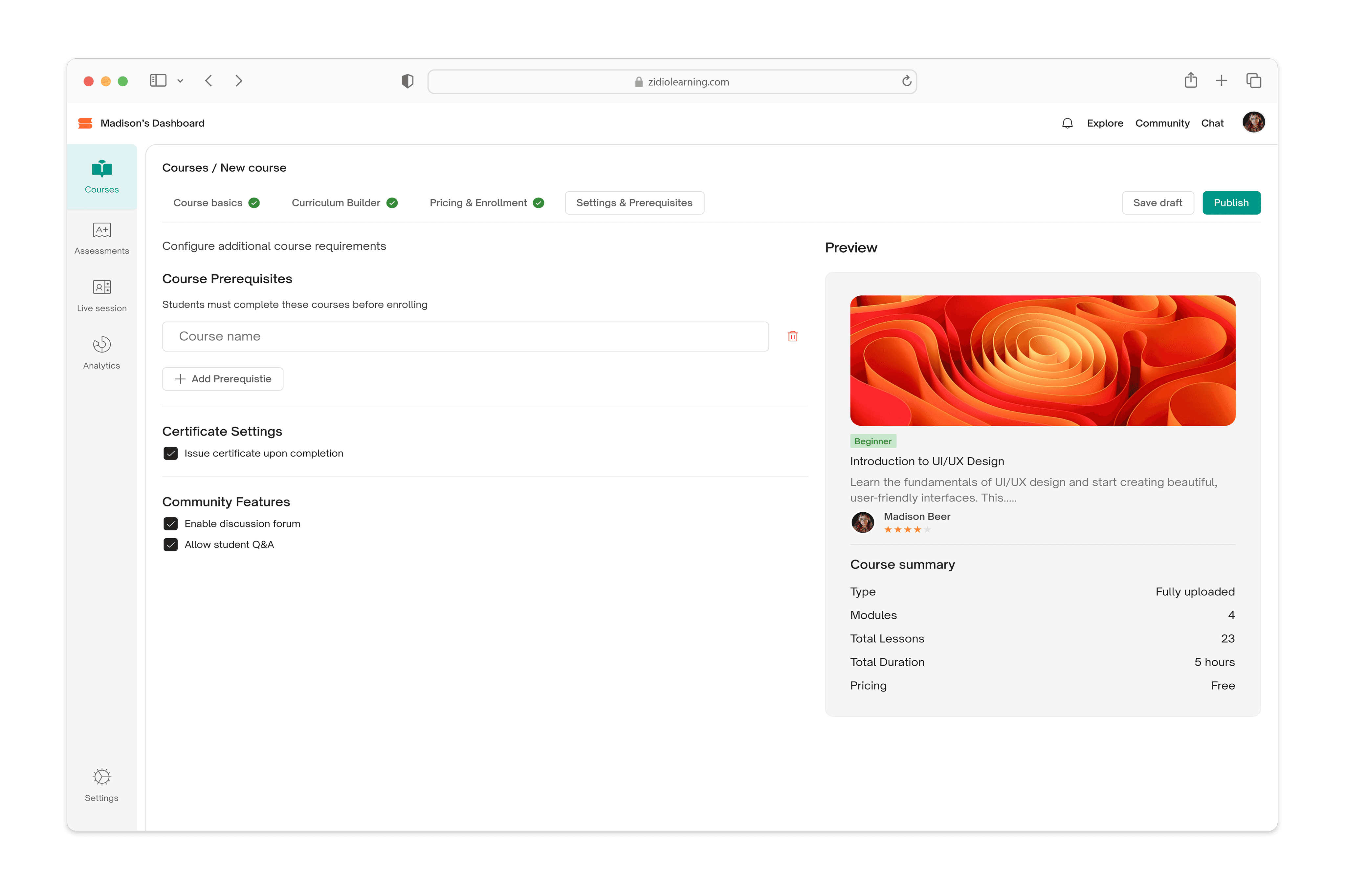 Course creation-04-hi-fi mockup