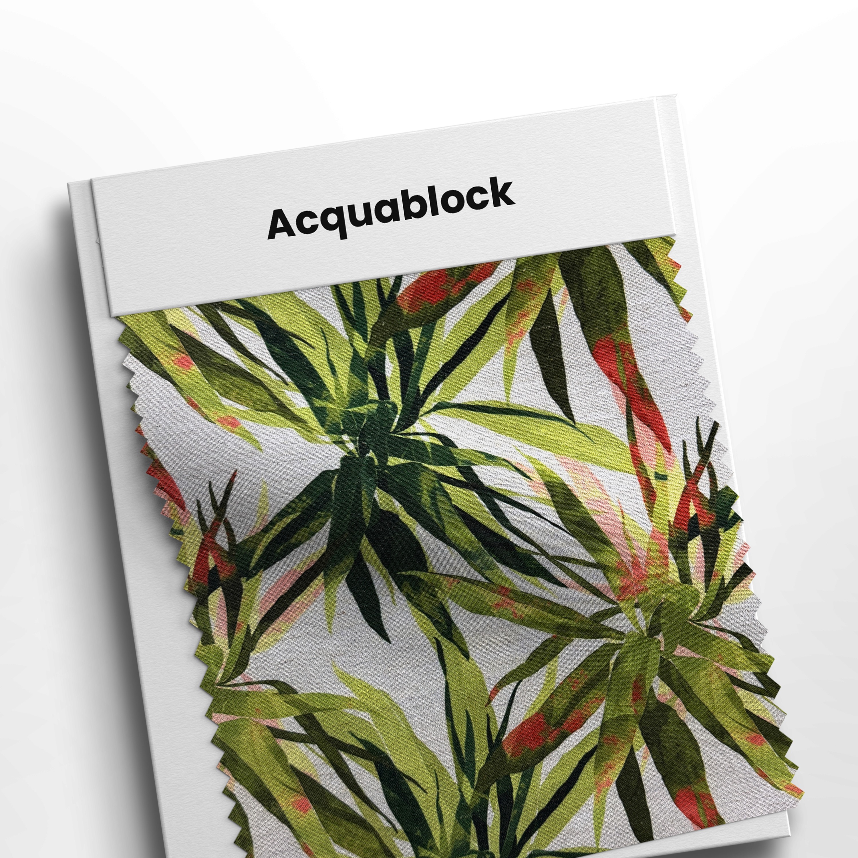 mostruario com tecido acquablock area interna garden folhas 