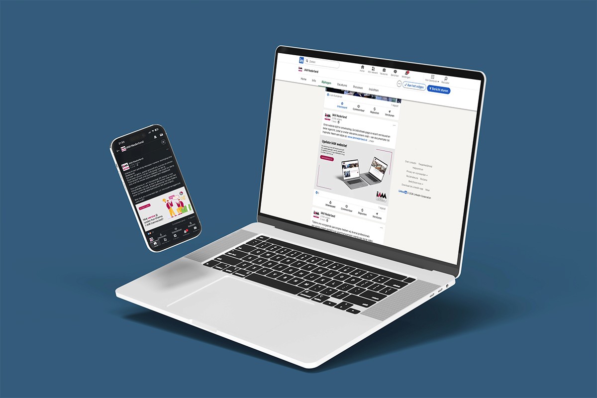 LinkedIn posts on a phone and a laptop