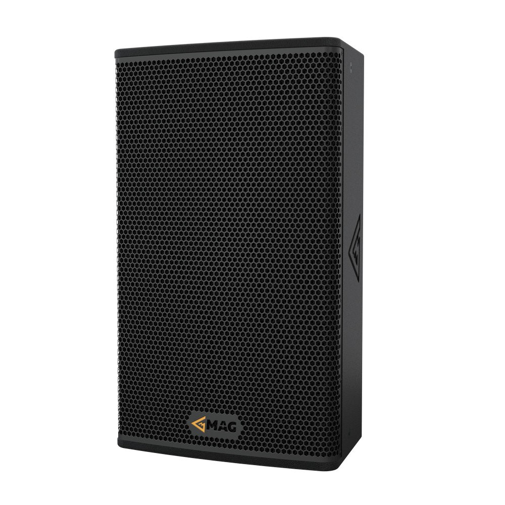 Black MAG speaker on a white background.