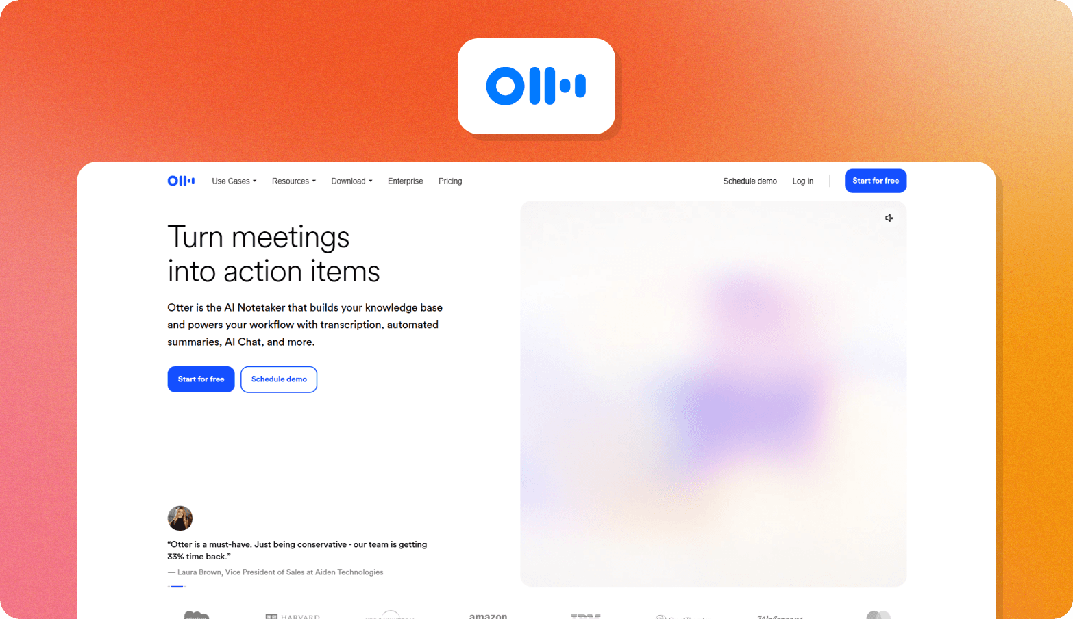 Screenshot of the Listen homepage, featuring the headline "Understand what your users want, and why. Fast." The page describes Listen's AI researcher as finding participants, conducting in-depth interviews, and delivering actionable insights in hours. A video thumbnail shows a man in a striped shirt gesturing during an interview, surrounded by floating participant profile photos. A Series B funding announcement banner is visible. The Listen logo — a stylized play button icon — appears above the browser screenshot on a light beige background.