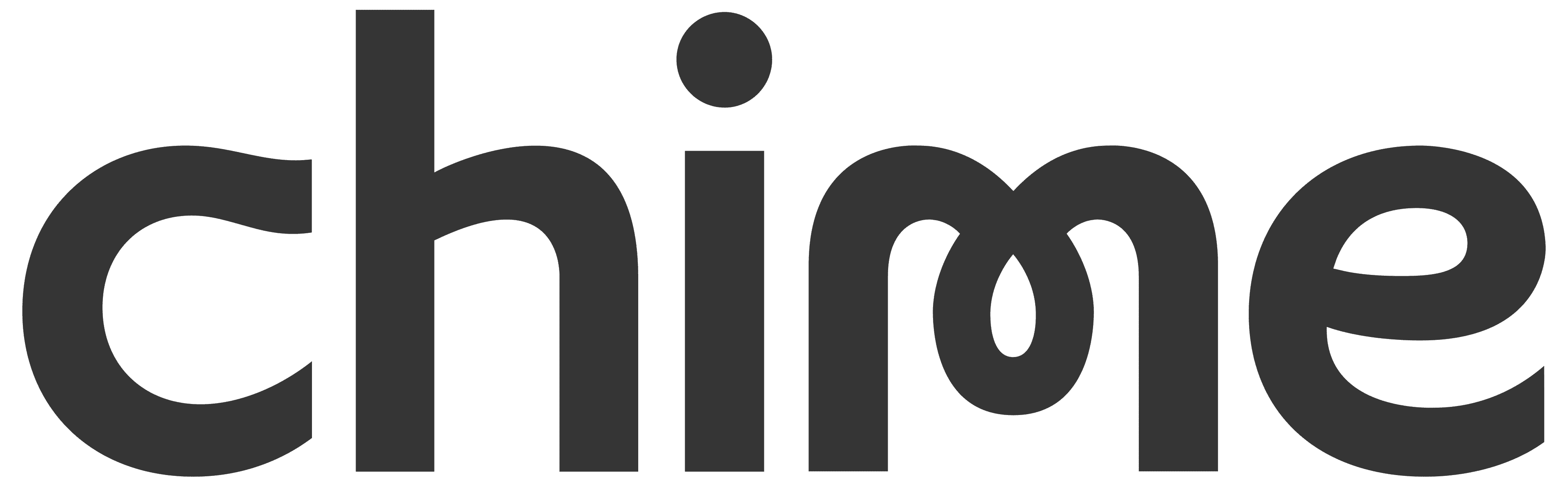 Chime logo, green lowercase text.