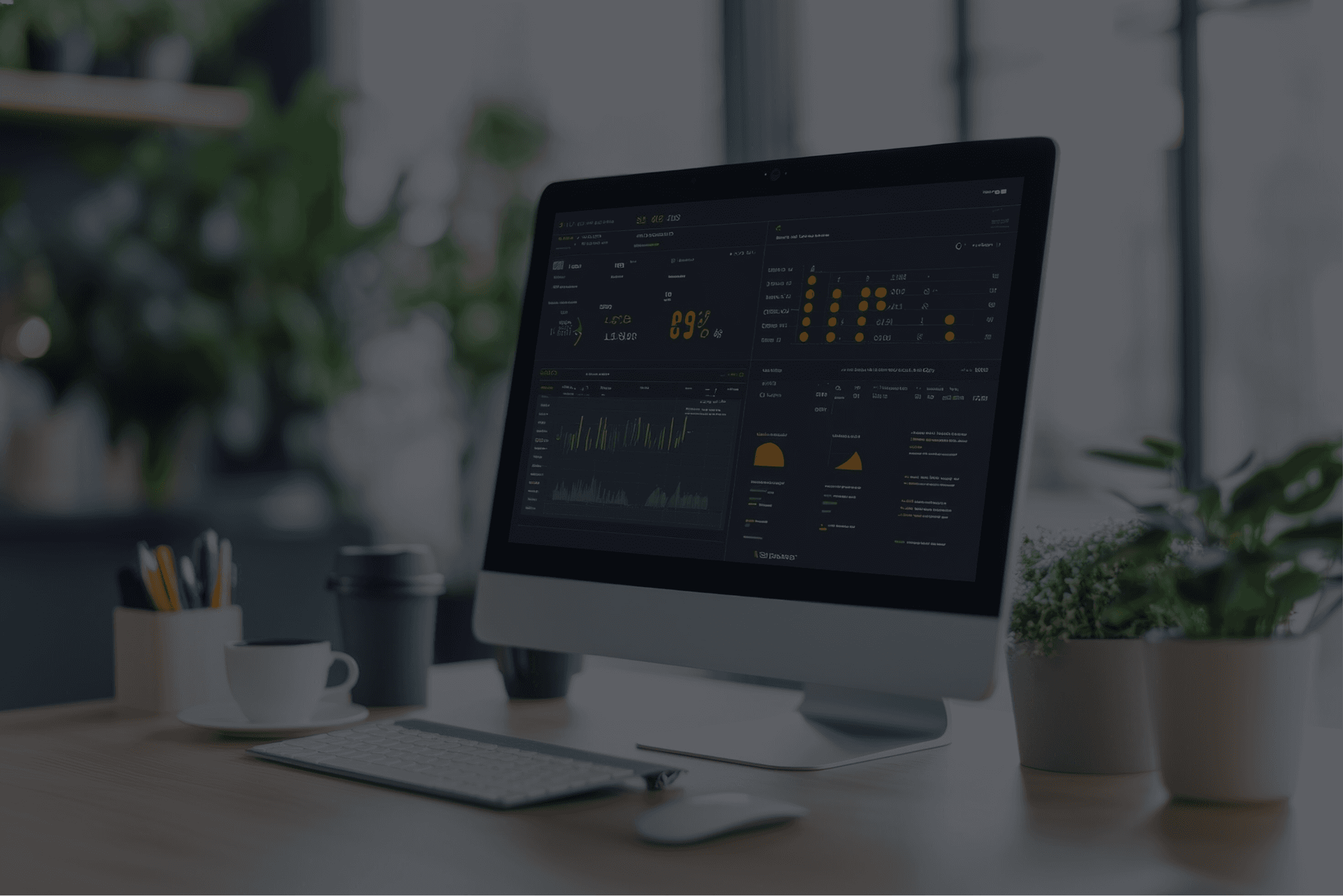 Enterprise dashboard development showcasing interactive business intelligence dashboards, KPI reporting, and real-time data analytics on modern digital workstations.