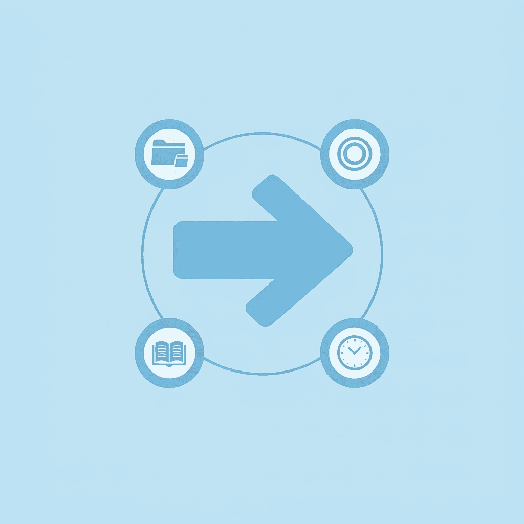 Six different source types (PDFs, articles, videos, notes) connecting to a central workspace hub