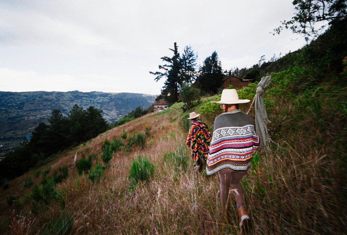 People on a hike through Cajas national park in Ecuador