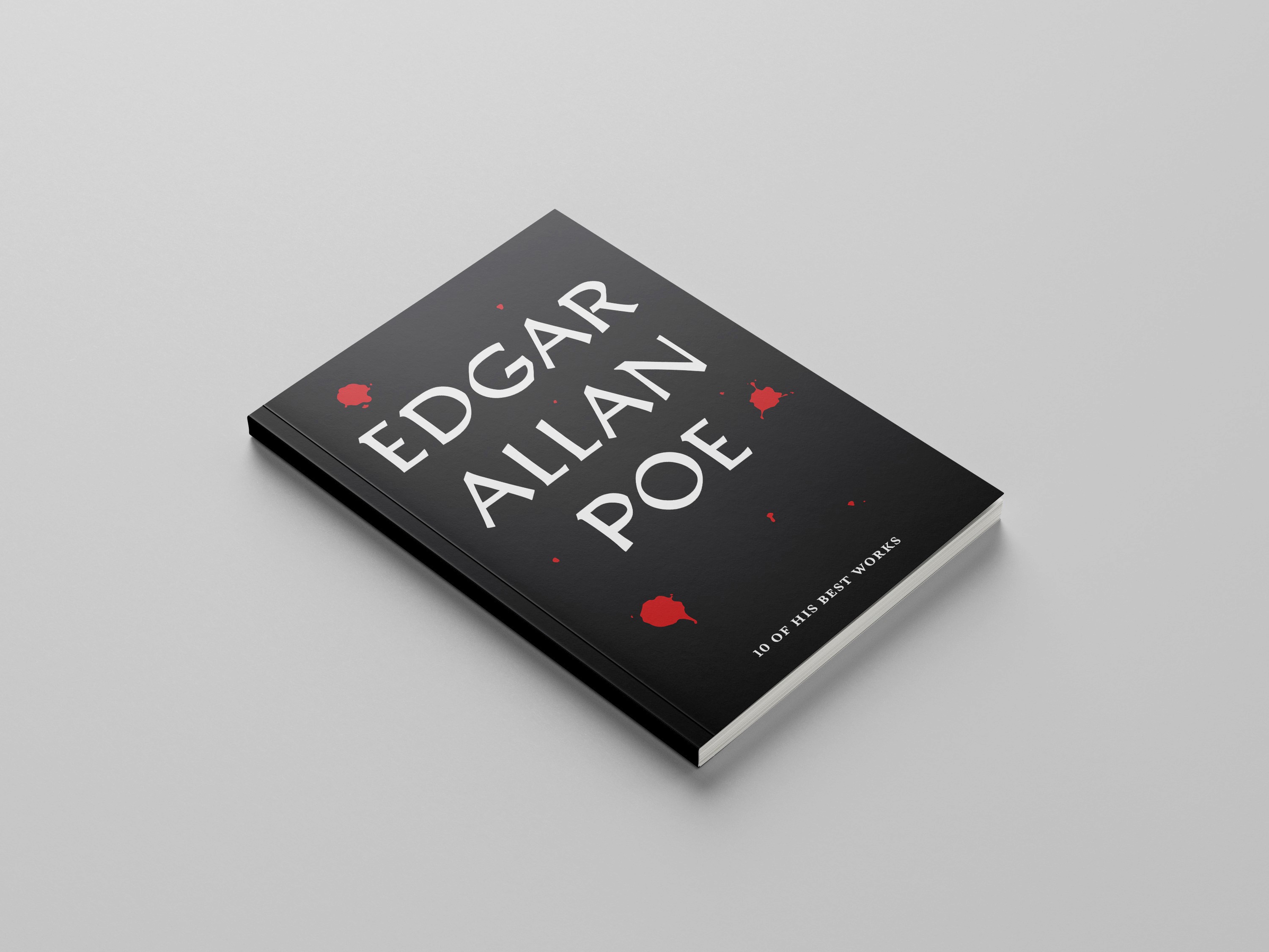 Mockup of a book cover reading 'edgar allan poe - 10 of his best works'
