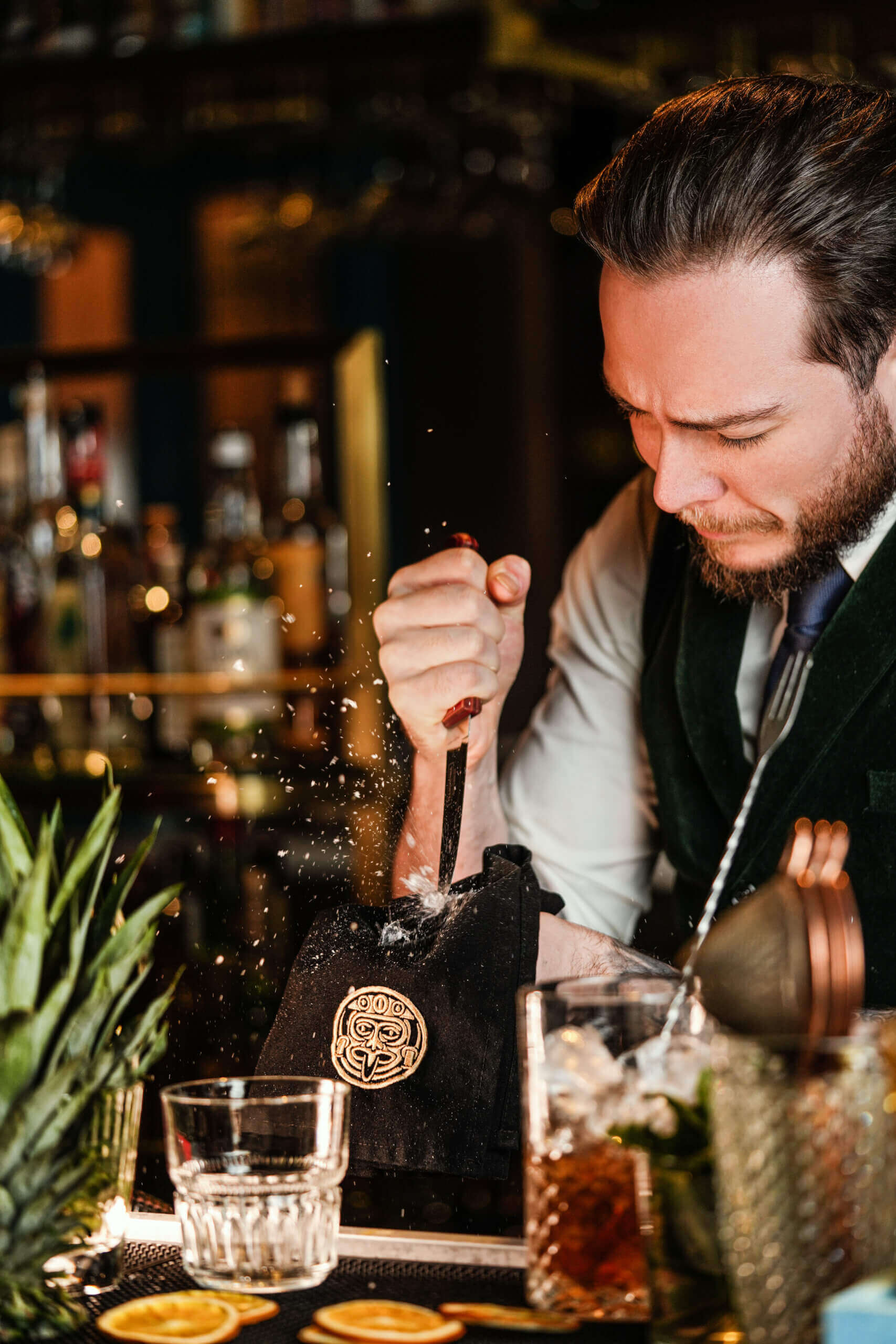 Bartender preparing mojito