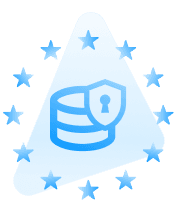 Datenelemente, die aufenander liegen mit einem Schild als Schutz davor.