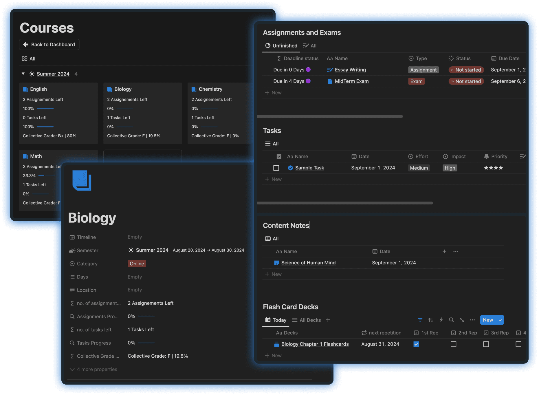 Notion Student OS - Course and Assignments management