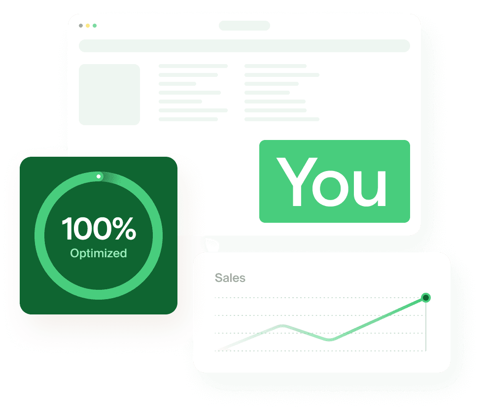 Infographic illustrating 100% sales attribution and full flexibility for optimizations in all our placed media