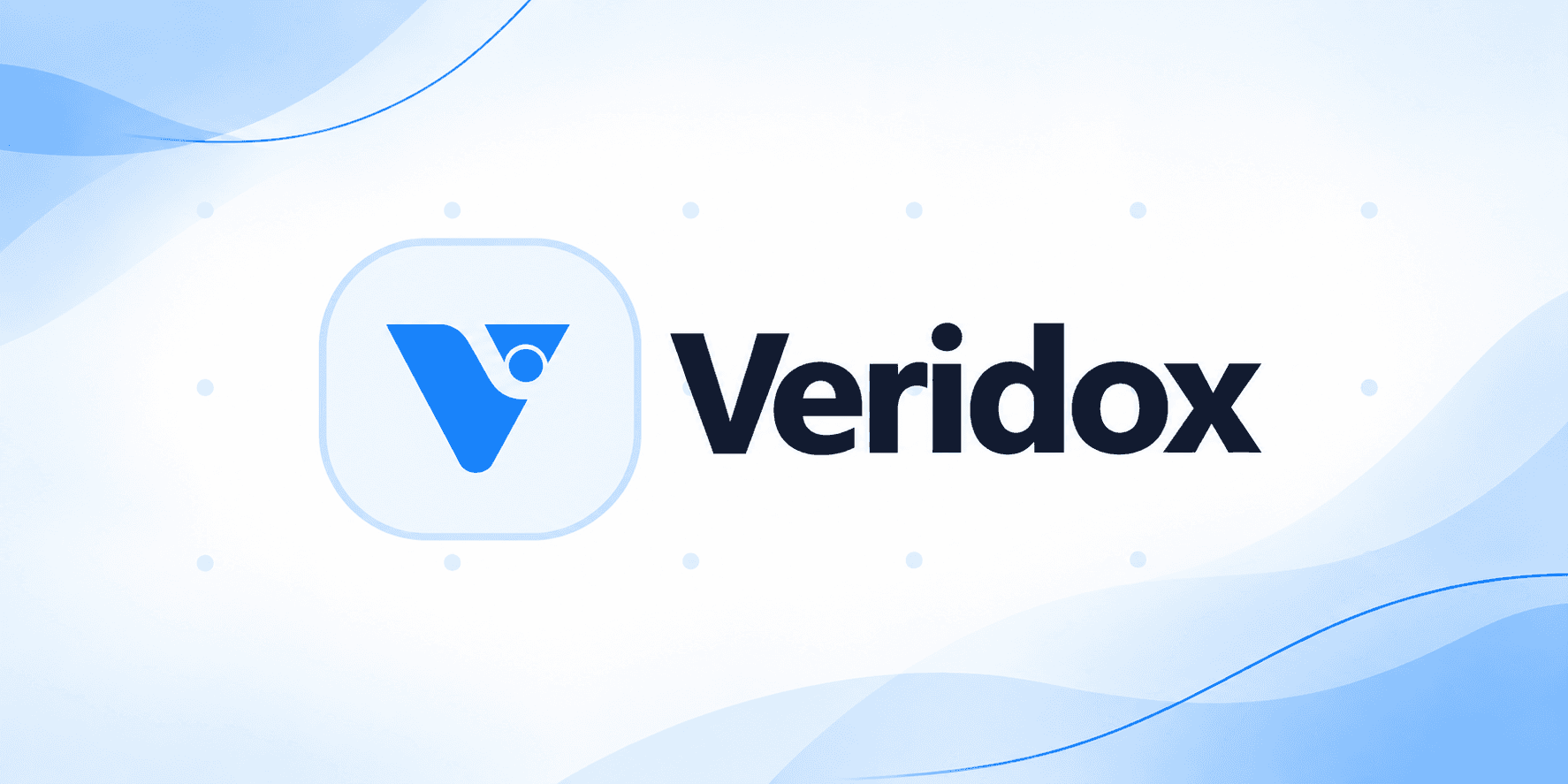 Veridox logo displayed on a white background with blue wave graphics.