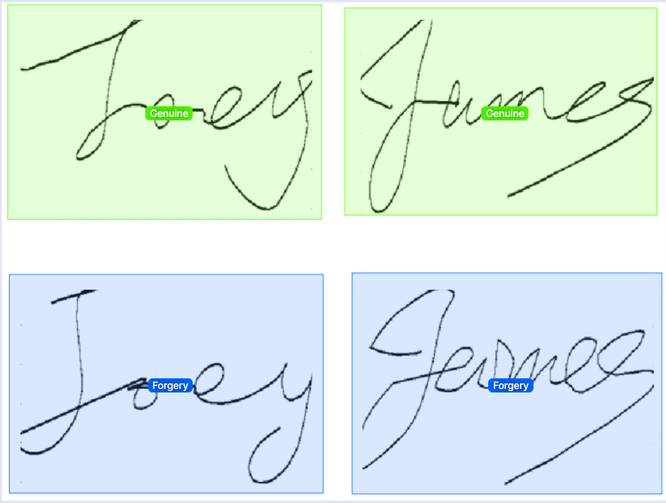 Example of signature verification. Screenshot from v7.