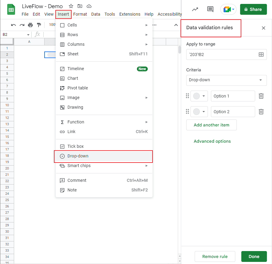Drop Down List in Google Sheets: Explained