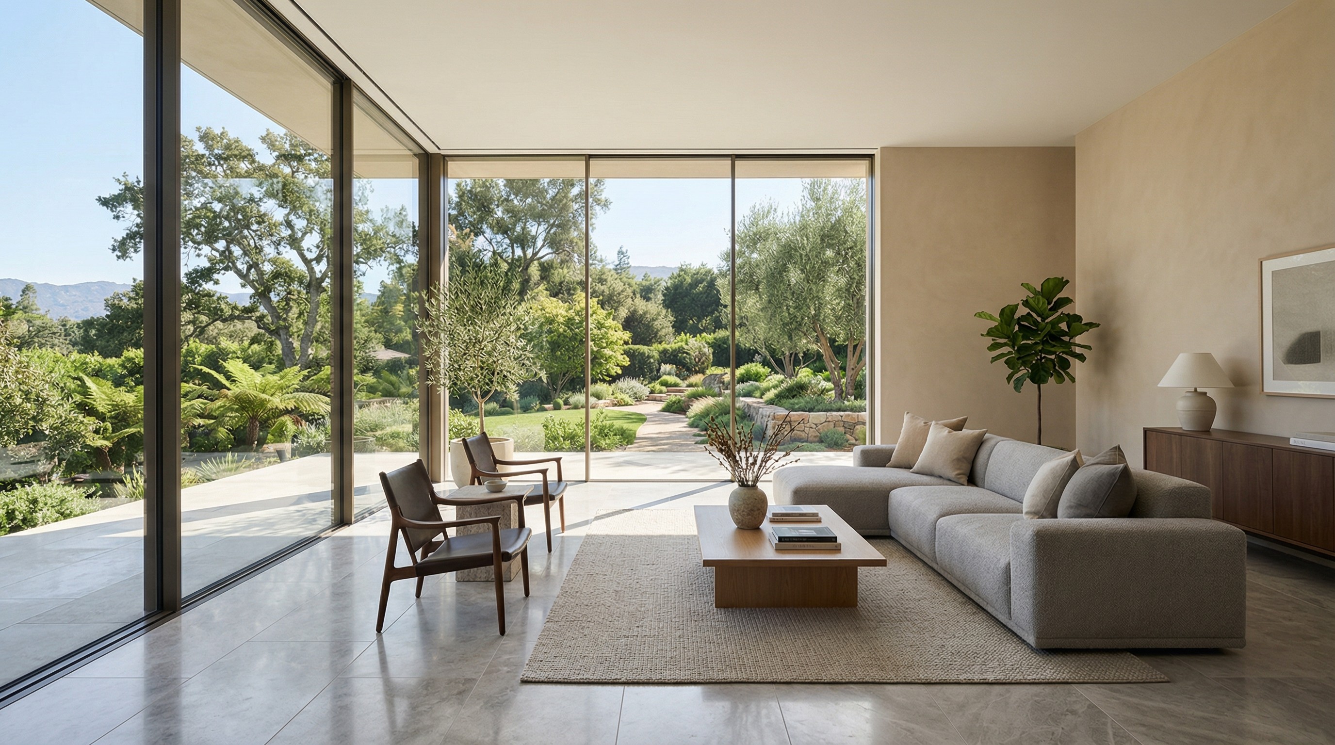 white steel chair in front round table on white rug