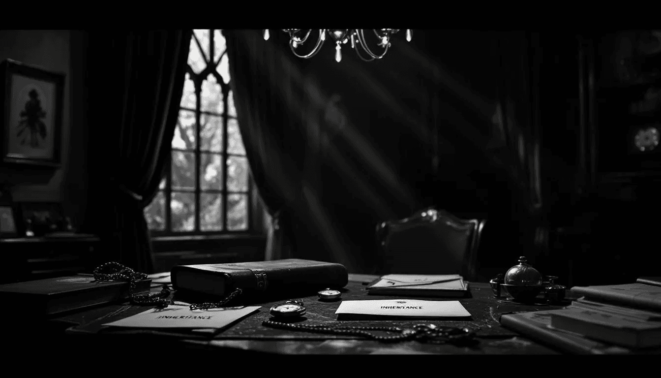 An overview of a big inheritance concept with symbols of wealth.