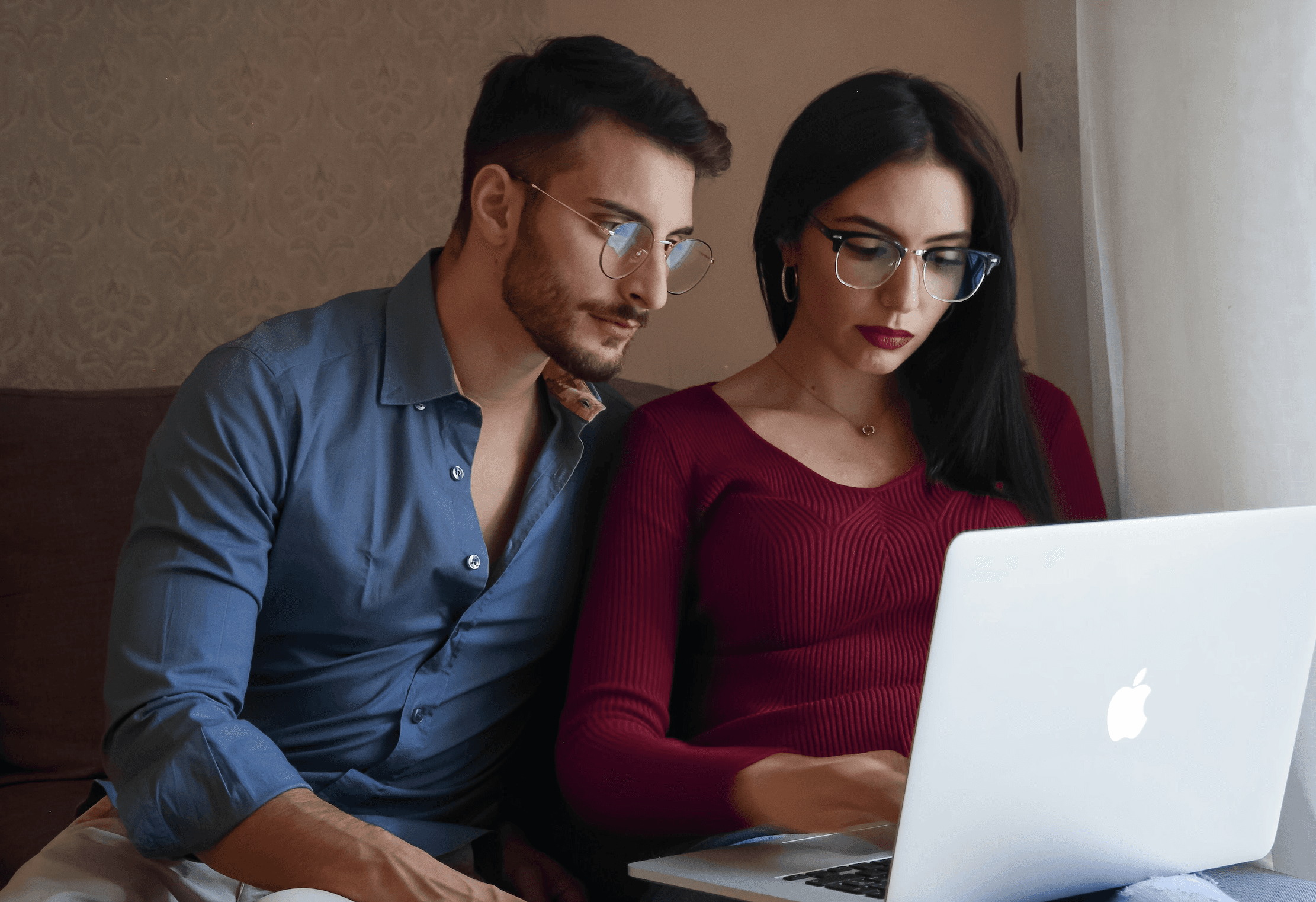 couple looking at computer