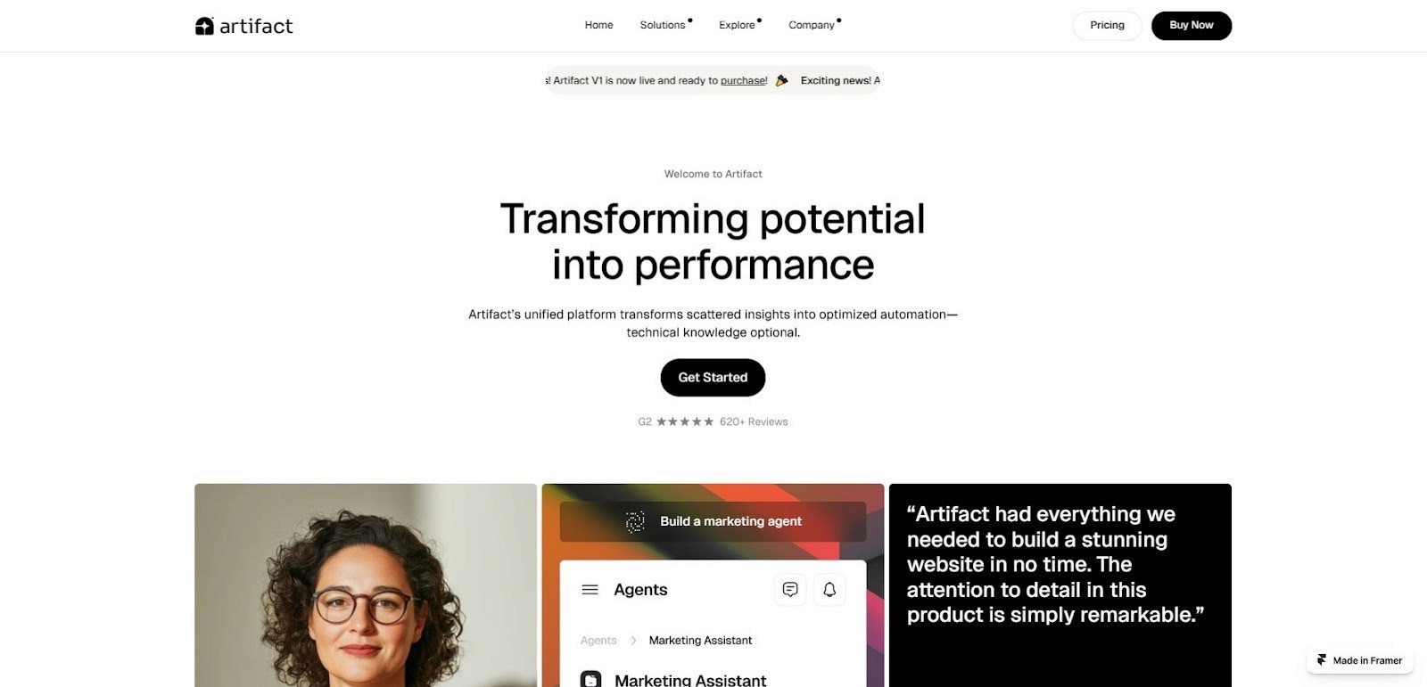 Artifactor SaaS and software website template in Framer