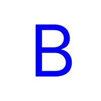 A bold, blue letter "B" on a white background.