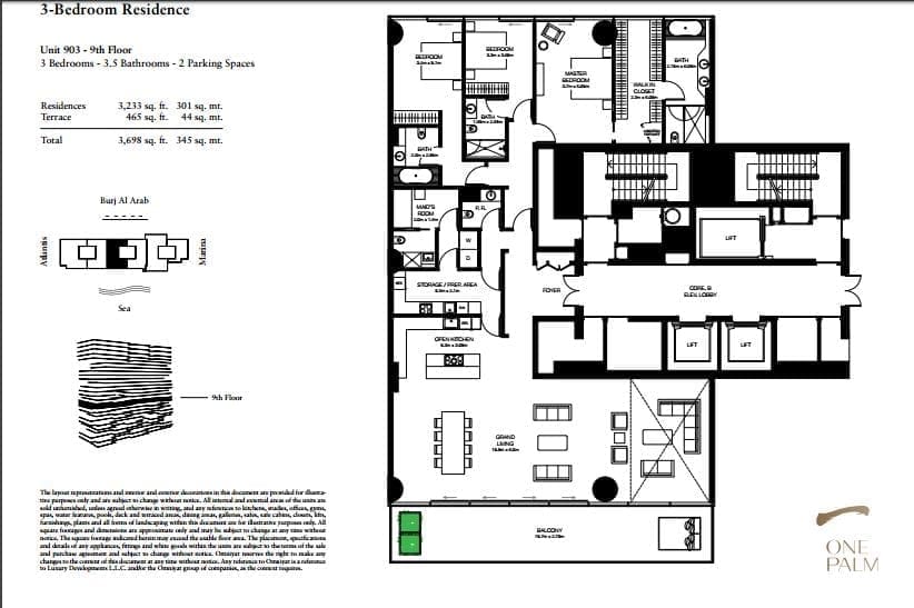 3 bdr apartment at One at Palm Jumeirah