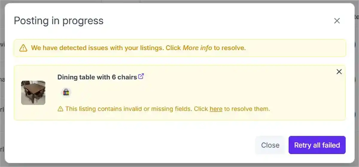 Crosslist Missing Fields Prompt