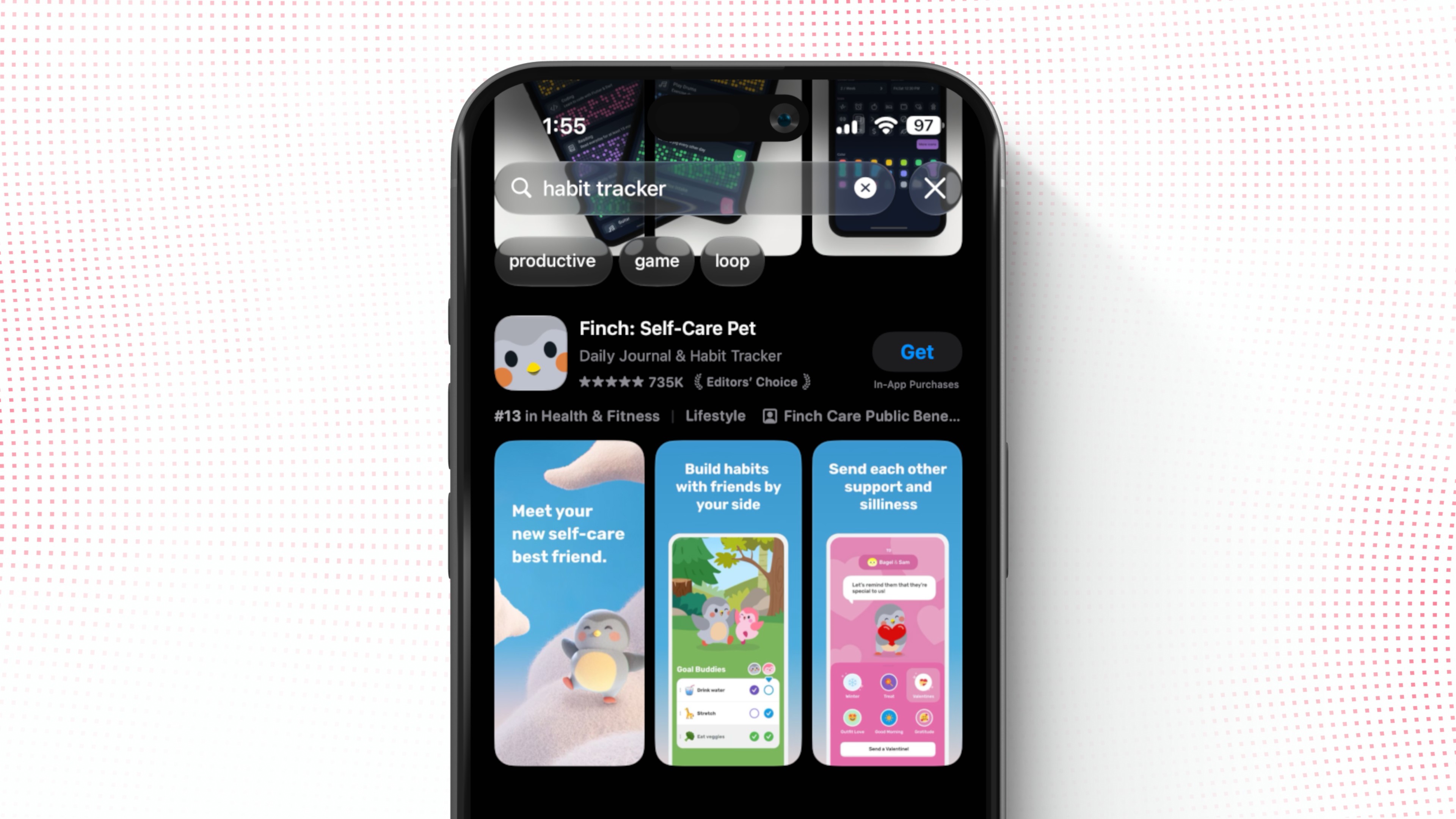 App Store search results for habit tracker showing an App Store listing