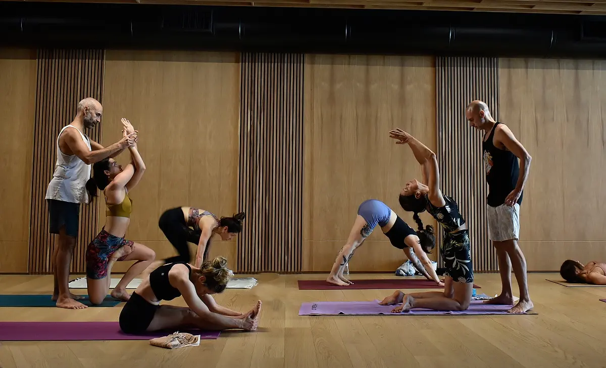 woman stretching arms