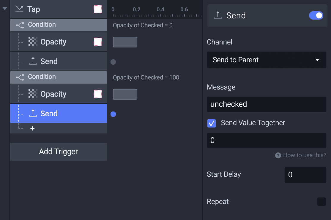 Change the message to 'unchecked' and set the value to 0