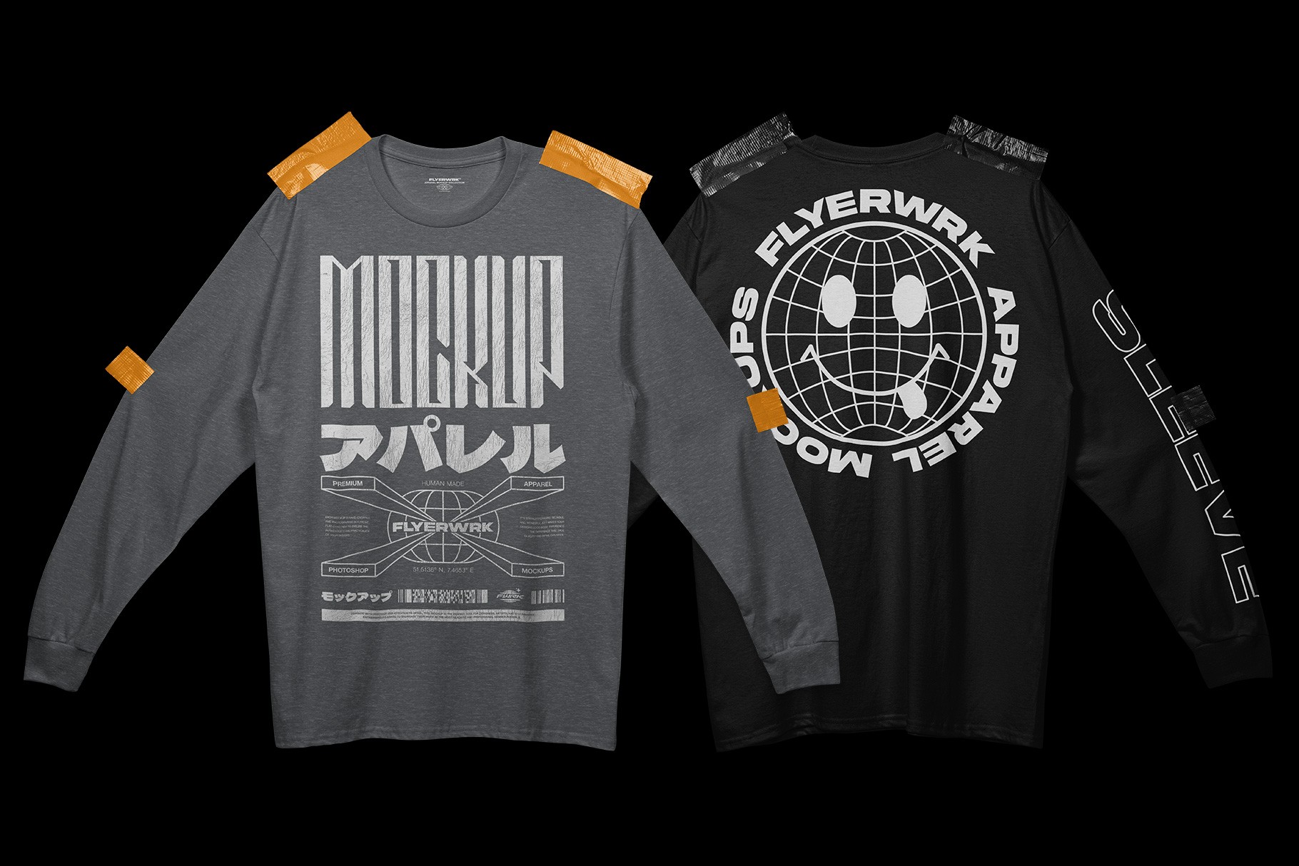 Gildan 2400 long sleeve taped mockup showing alternative design preview