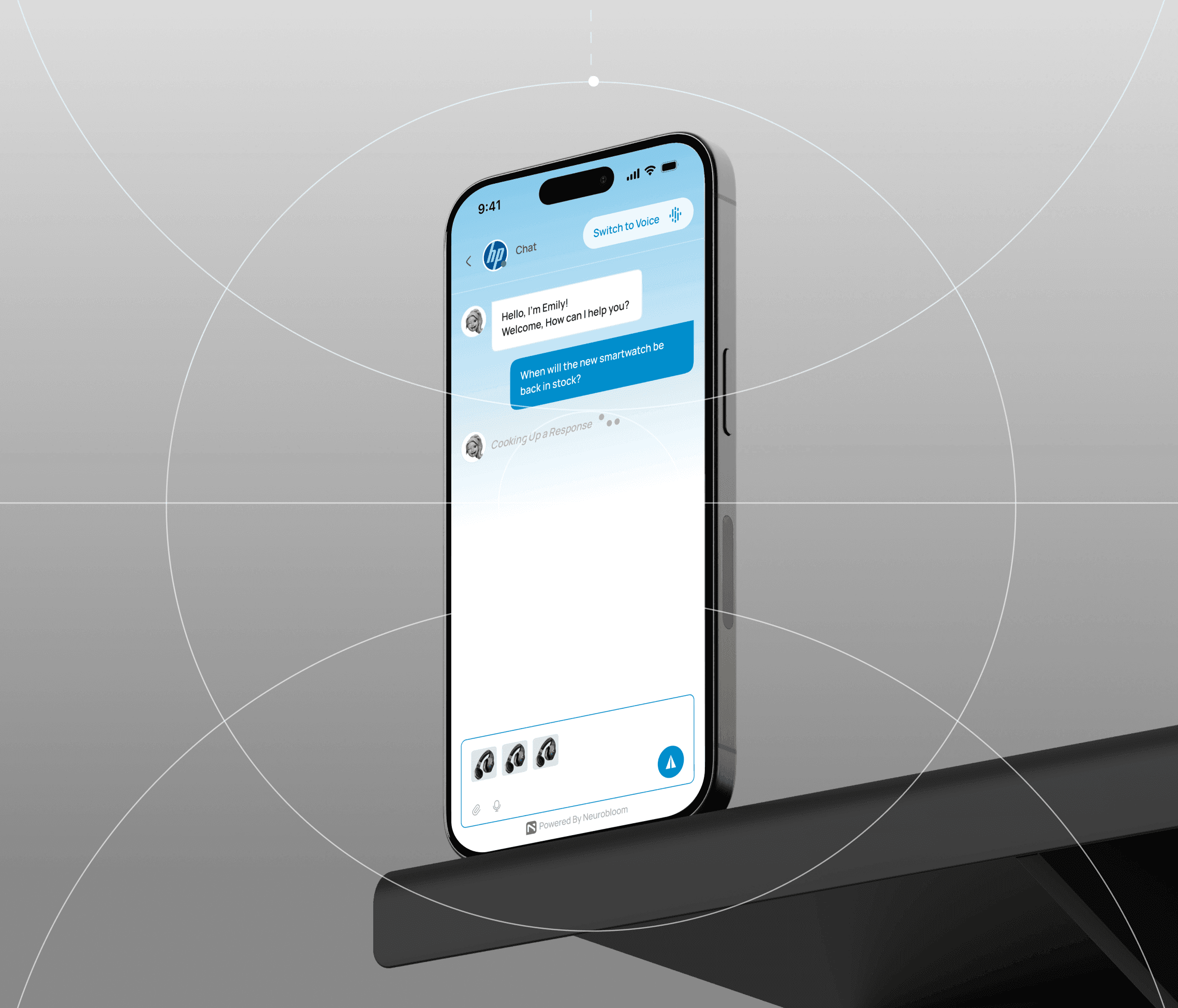 Neurobloom AI chatbot interface displayed on a smartphone
