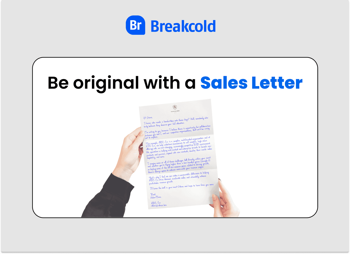 Techniques de prospection pour les ventes Lettre de vente originale | Breakcold