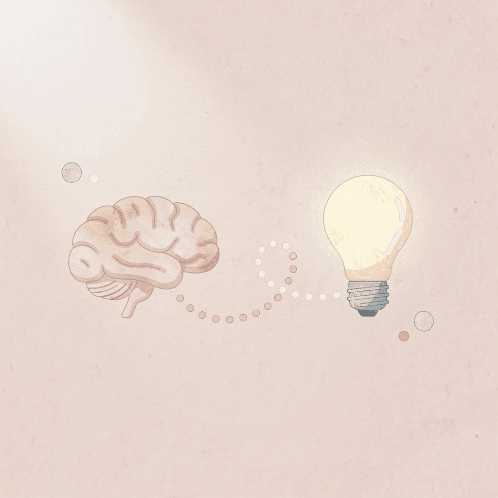 Eye and speech bubble icons connected by a dotted line showing recognition vs production gap