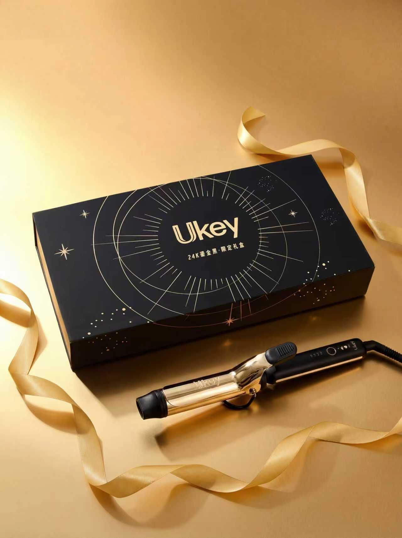 Ukey hair curler product photography with packaging by Lefty Studio