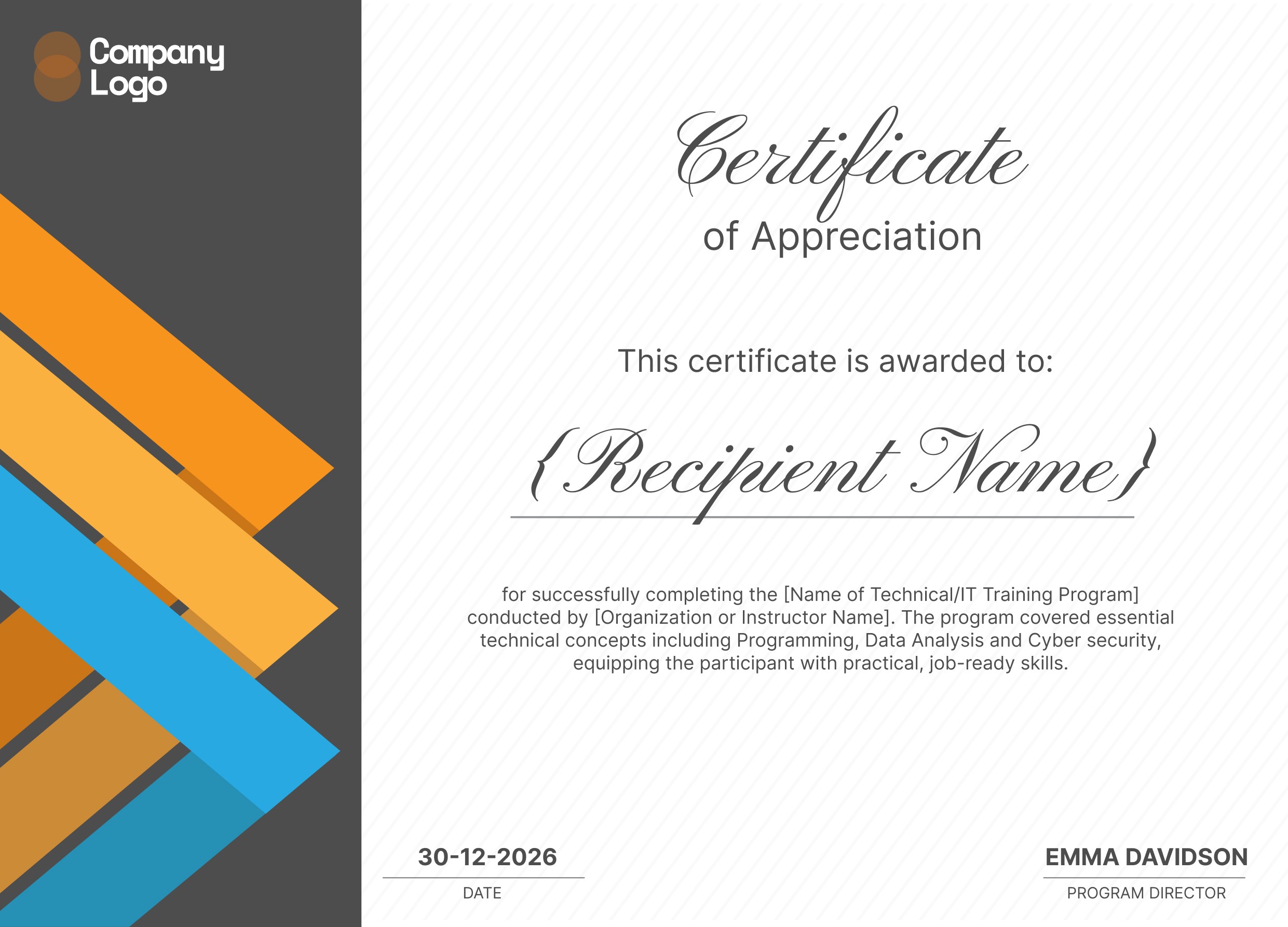 Wauld - Stylish and modern Technical/IT Training Certificate Template