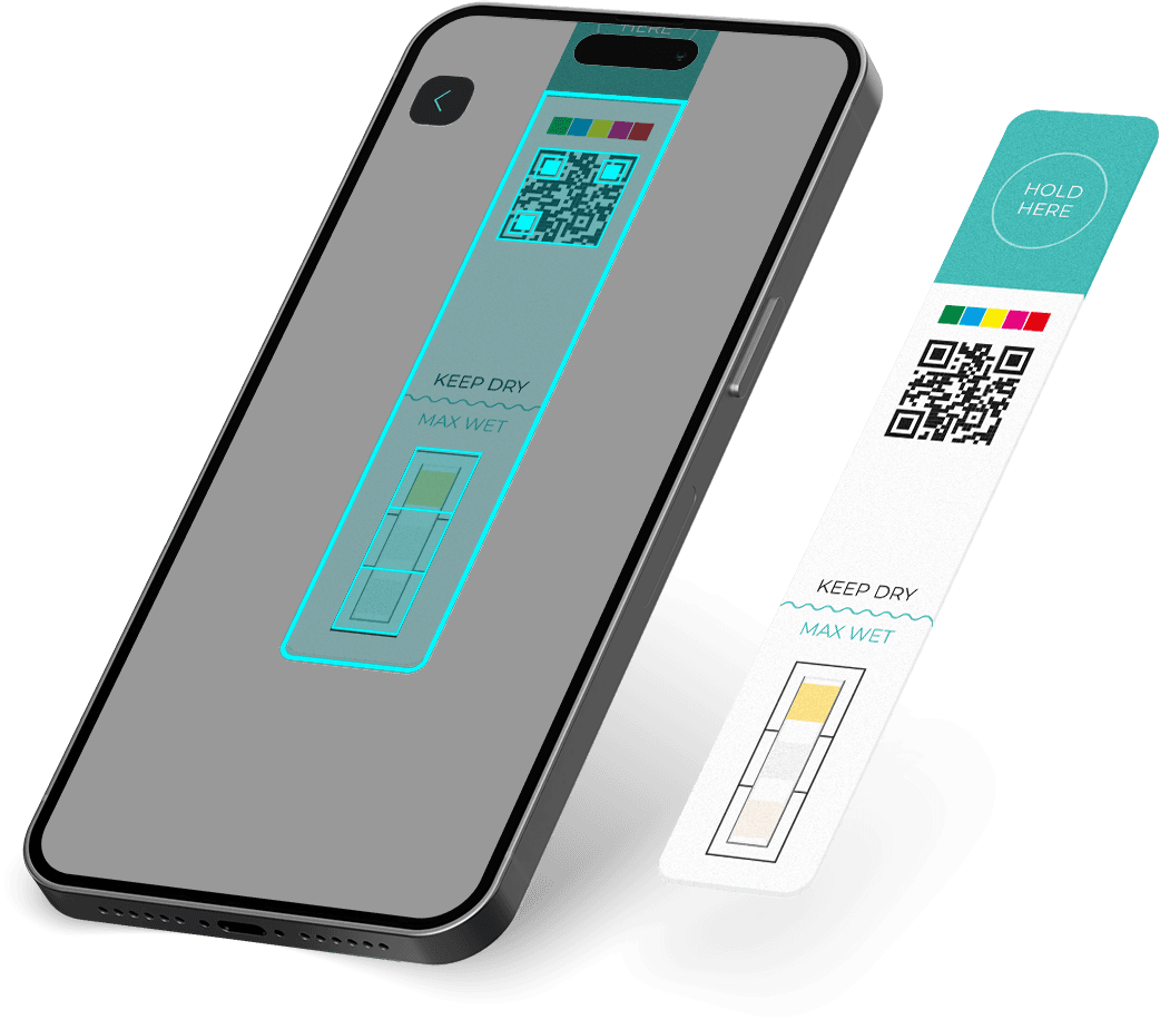 Mobile device demonstrating scanning of TestCard UTI strip