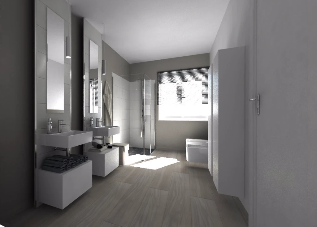 grande bagno con spazi ben organizzati e molto funzionale