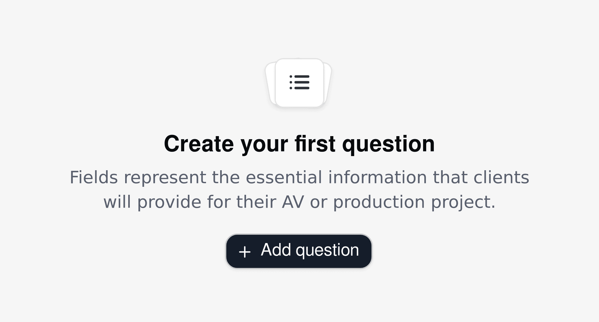 Create form template for AV/production project intake, focused on project details and requirements.