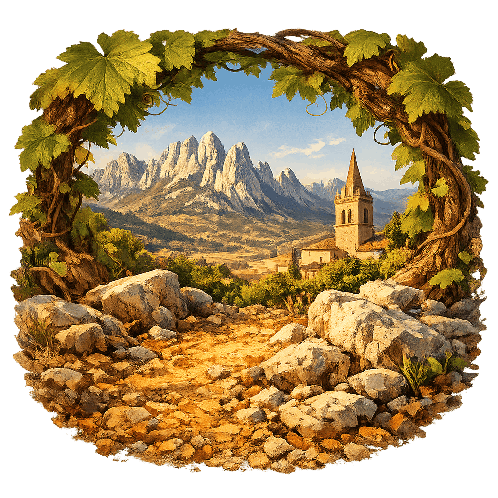 Detailed graphic of the Beaumes-de-Venise wine region.