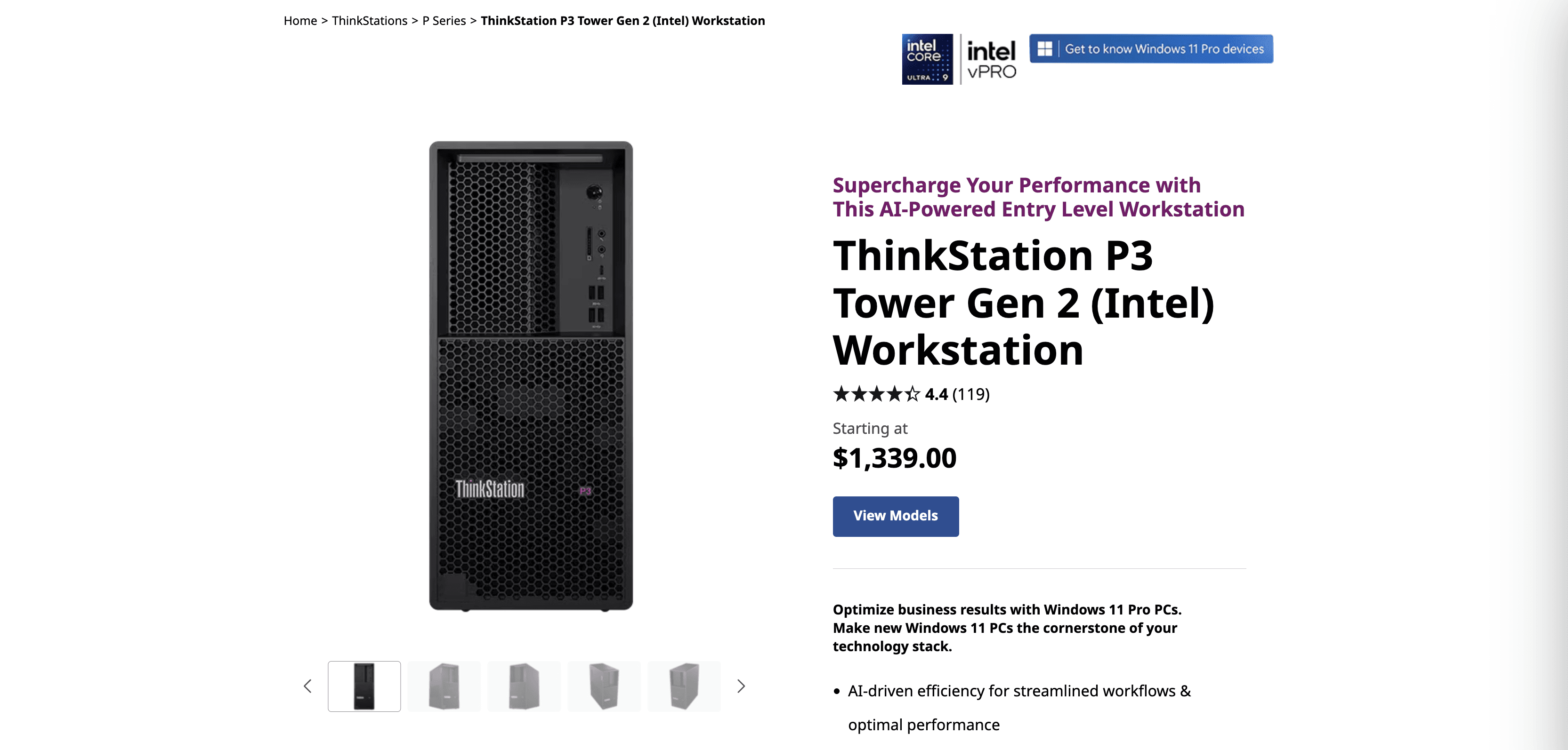 Lenovo ThinkStation P3 Tower with RTX professional graphics.