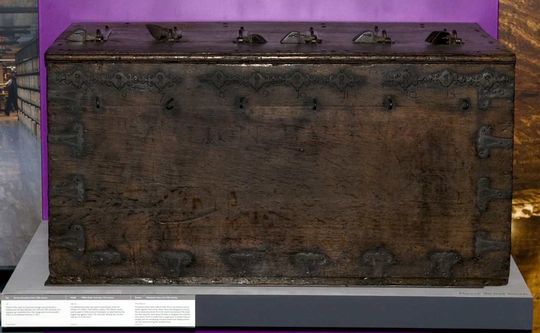 Million Bank chest, specially designed to hold tickets from the Million Lottery