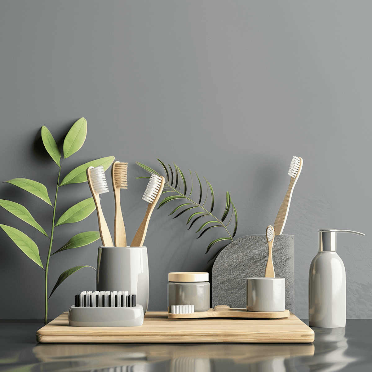 Minimalist bamboo toothbrush setup