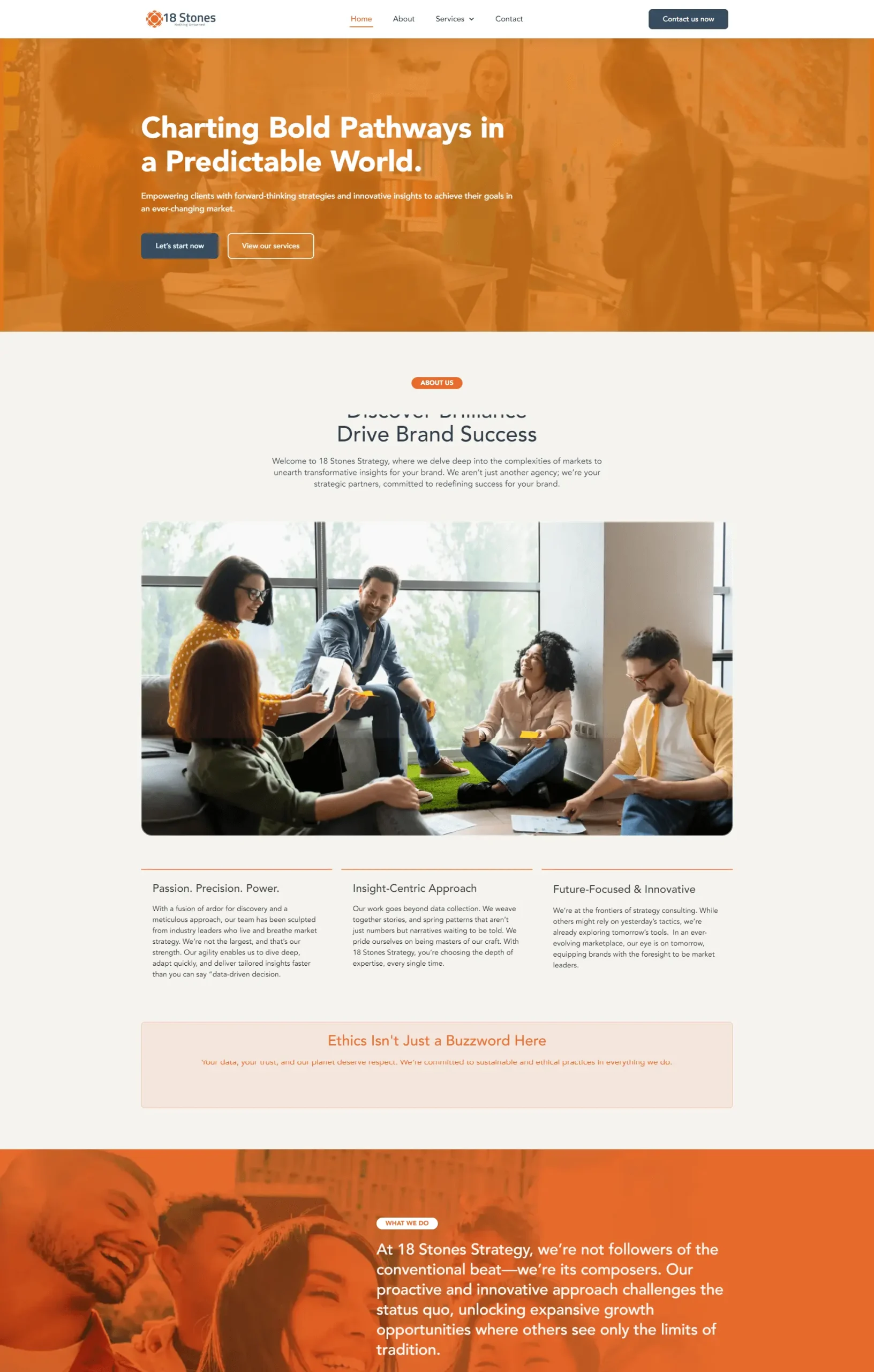 18 Stones website design preview – corporate strategy and branding agency web design by RJP.design Web Design Agency NYC, focused on innovative marketing and growth solutions.