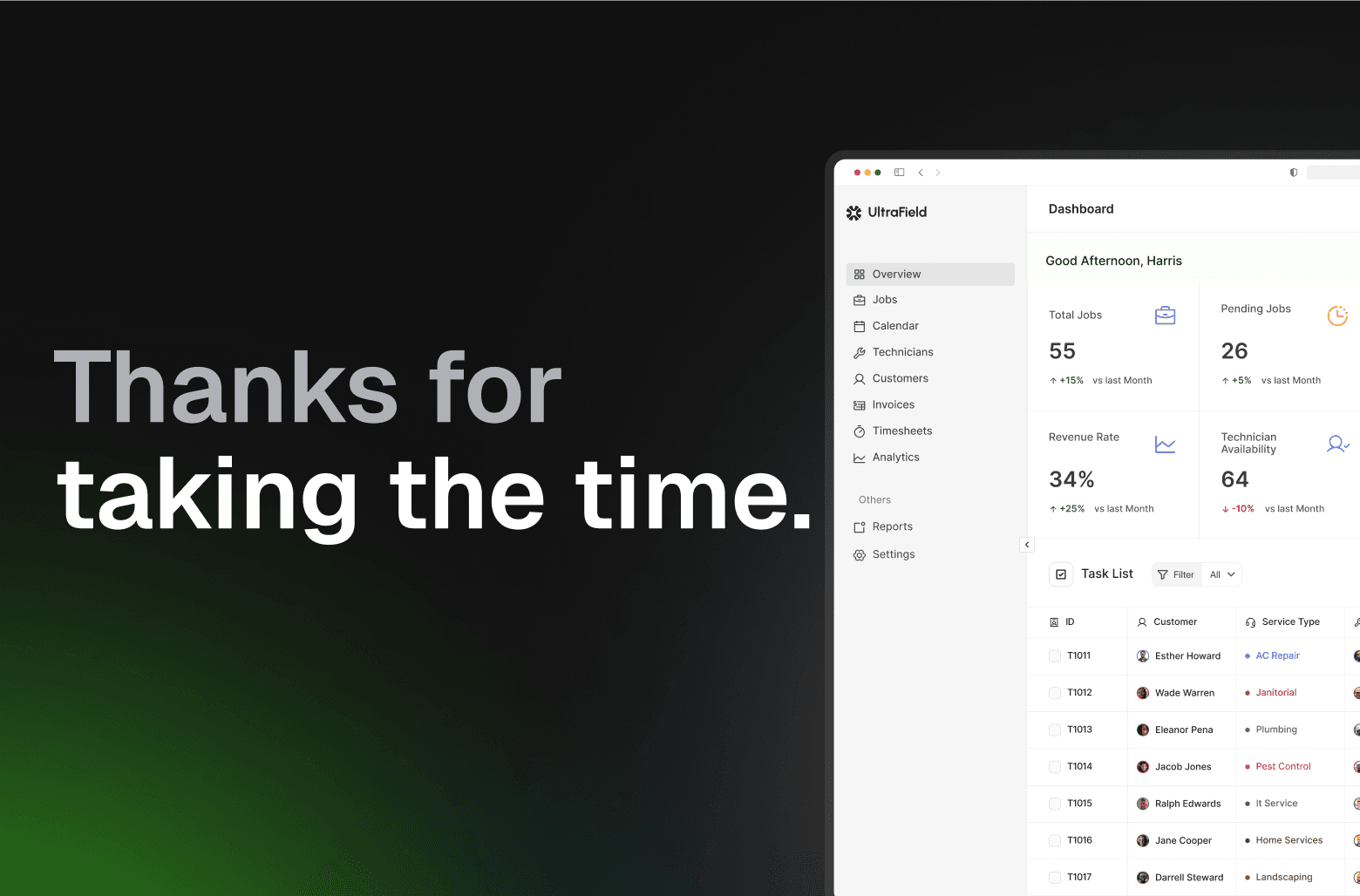 UltraField landing page introducing unified field operations platform