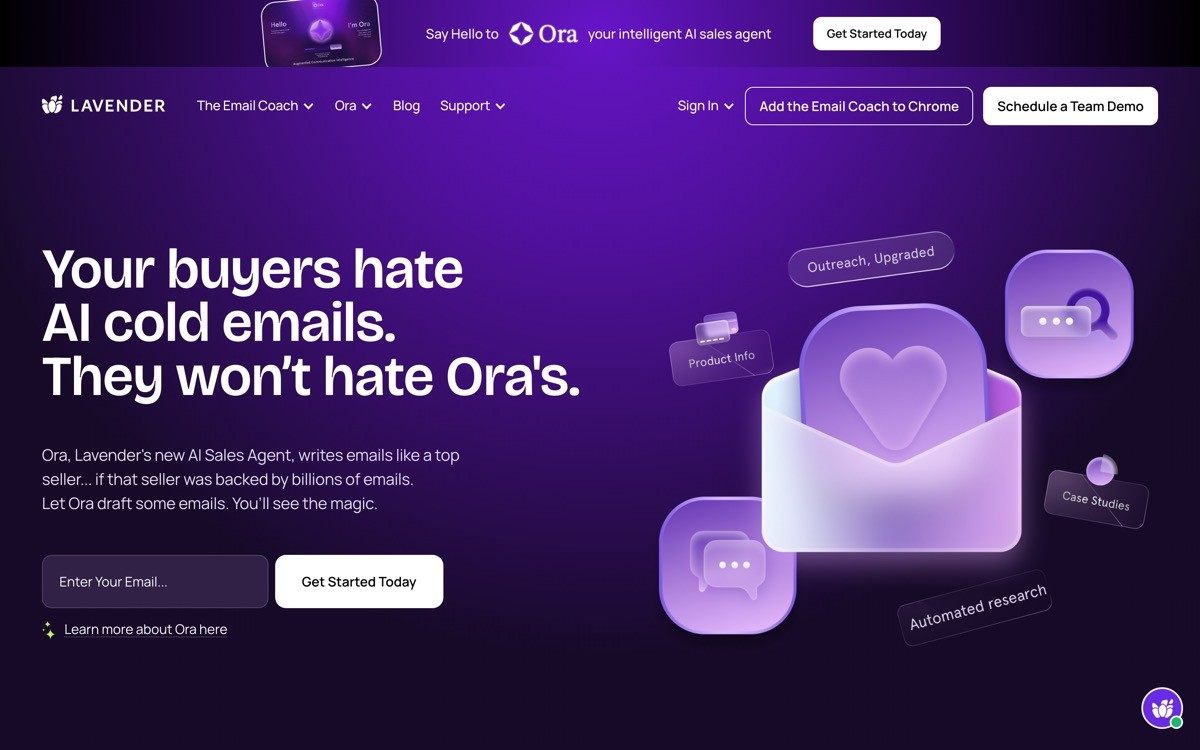 Best AI Sales Agent UX with Lavender