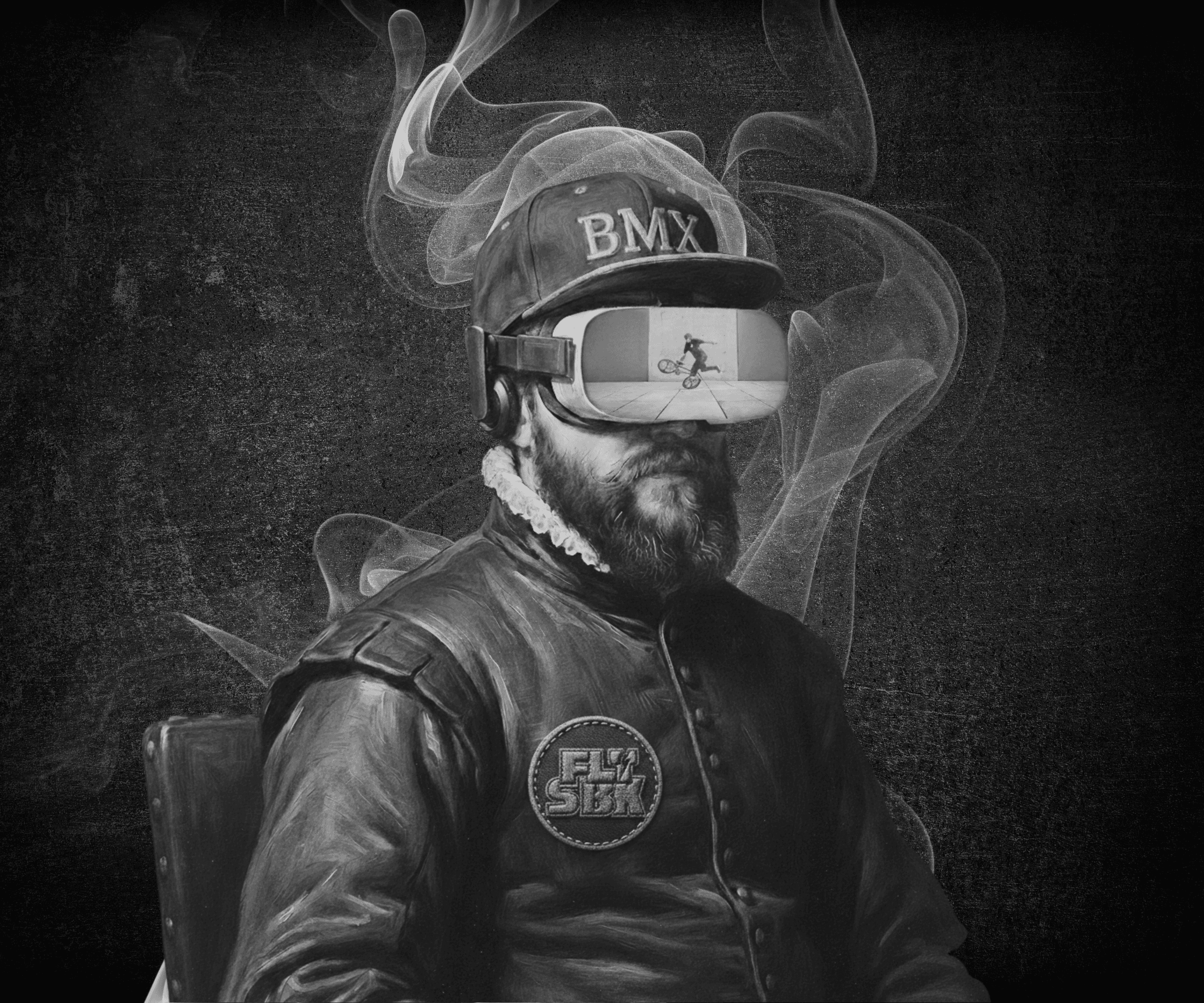 Background image with a guy wearing a BMX snap back