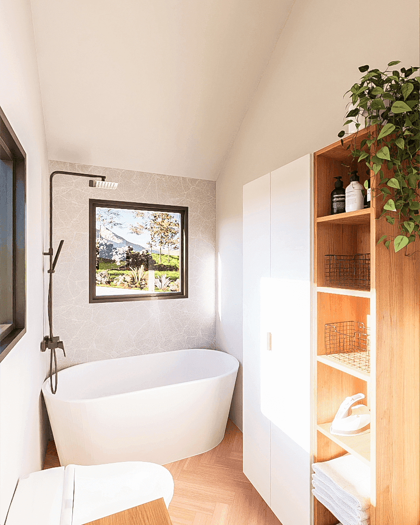 Rocky Mountain Tiny House bathroom with bath