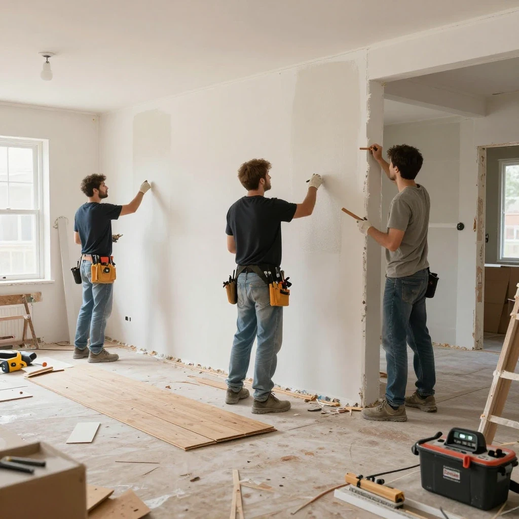 team of Remodeling Technicians painting