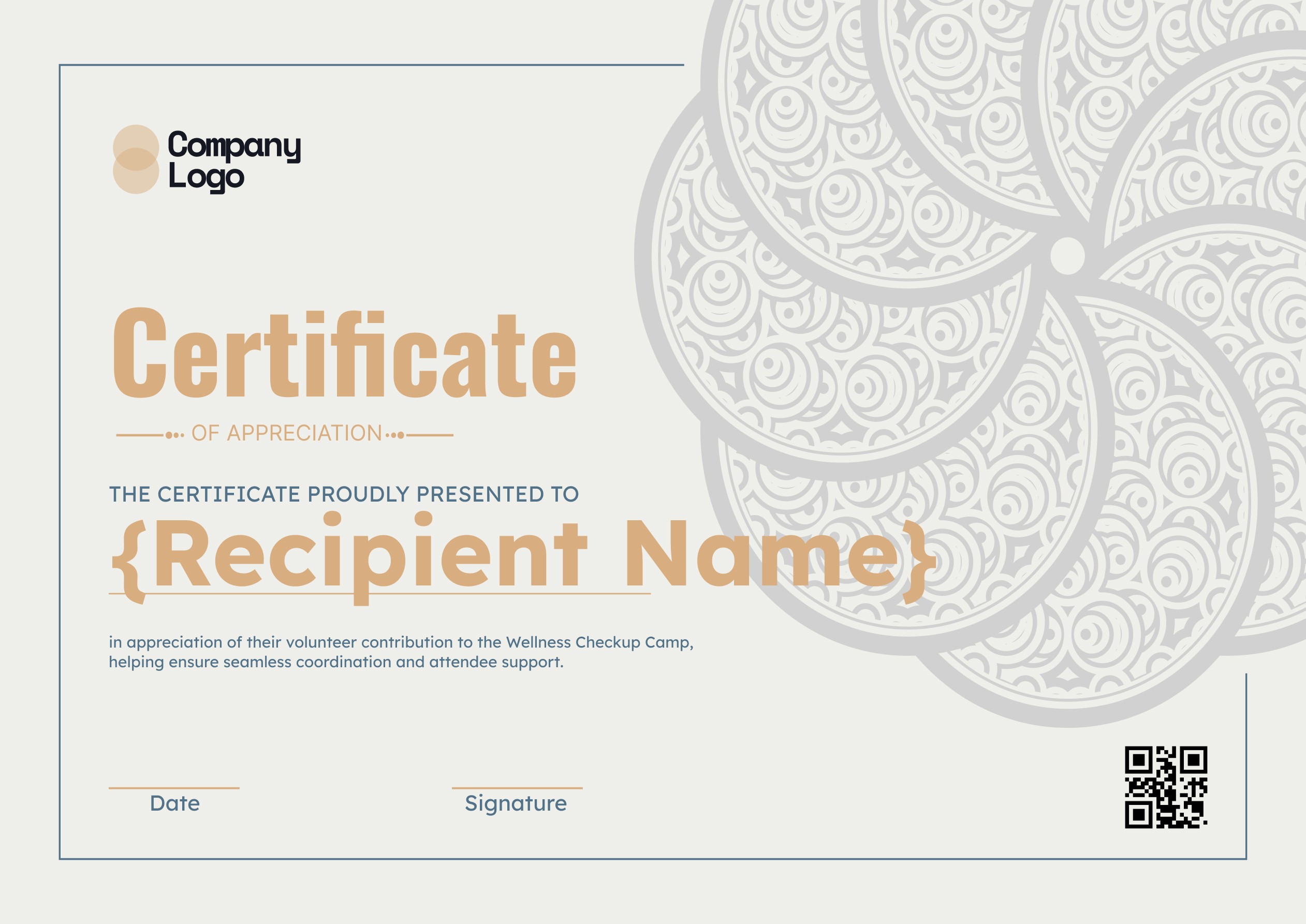 Wauld - Simple and ornamental volunteer appreciation certificate template