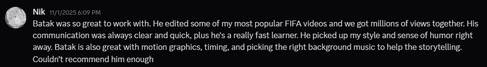 Client testimonial screenshot