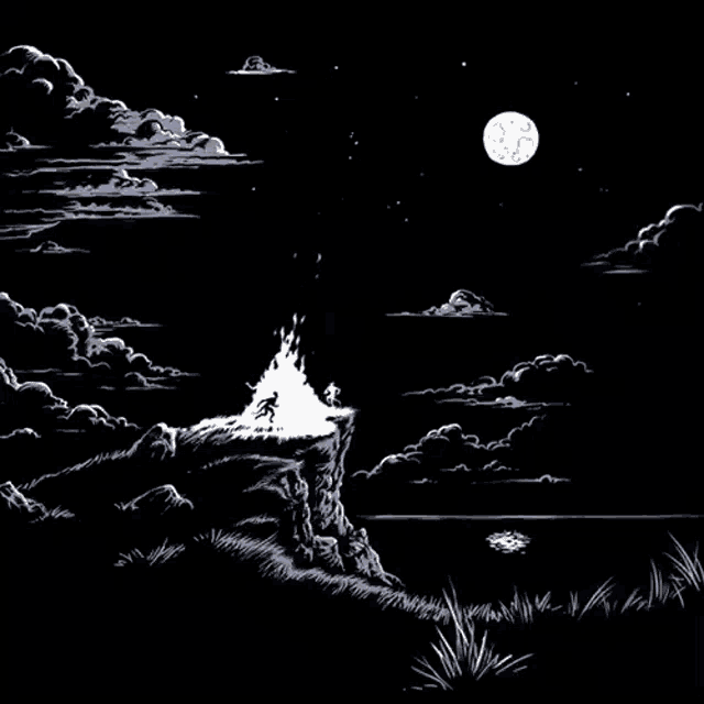 Moonlit Campfire