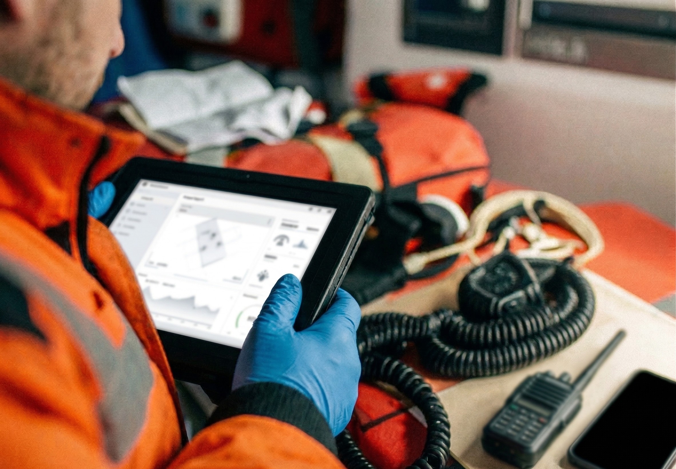 tablet and trauma bag and gear